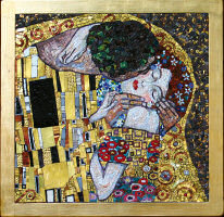 The mosaic gilded frame is executed in gouache technique