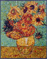 The modern technique enables the use of non-regular tesserae, giving the artist freedom of interpretation